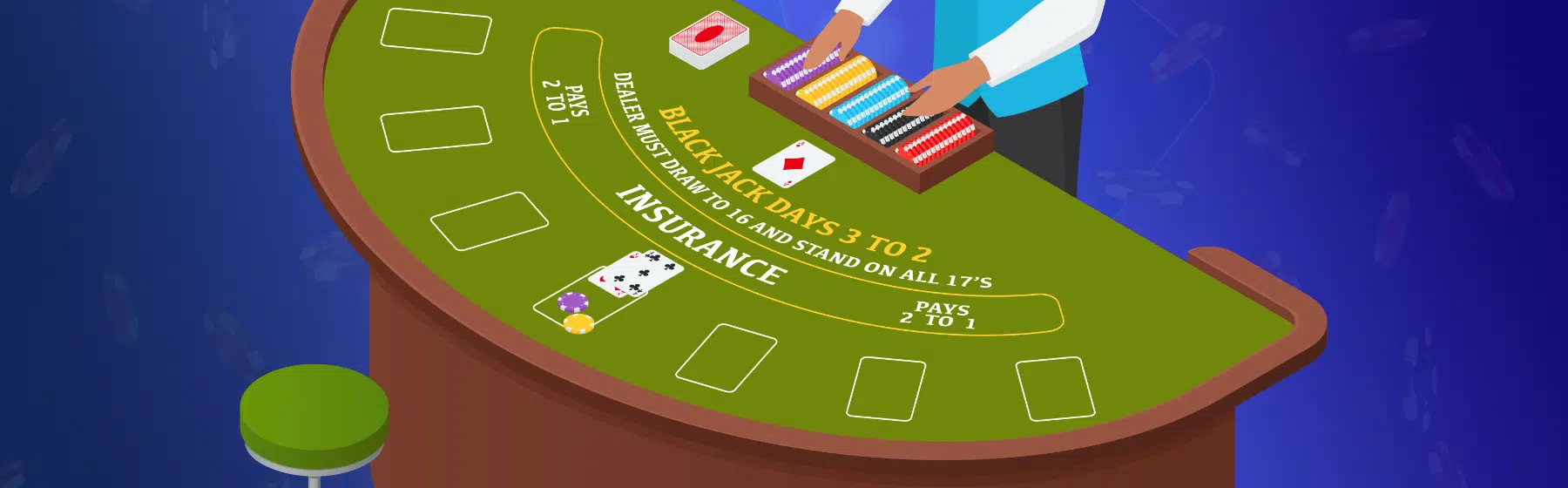 blackjack table with dealer