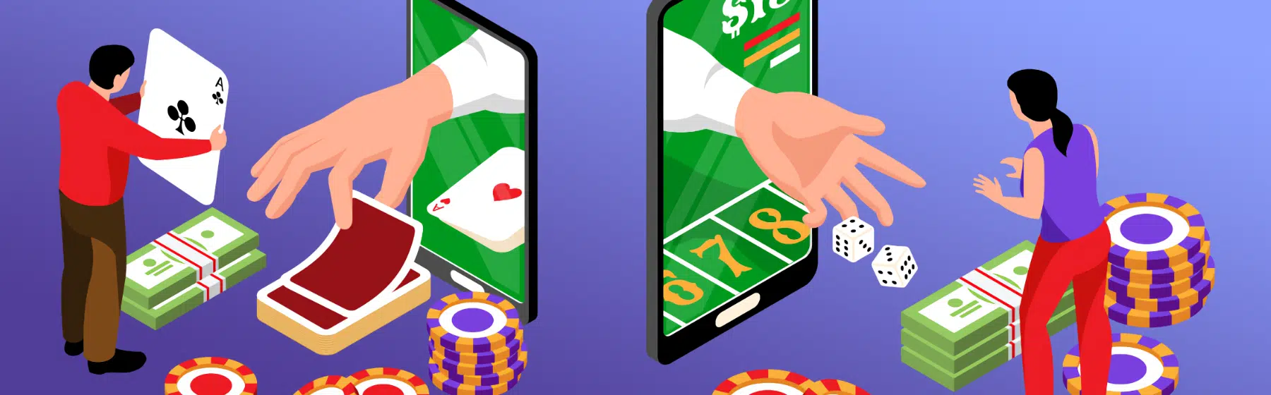 hands from mobile device representing live  casino game