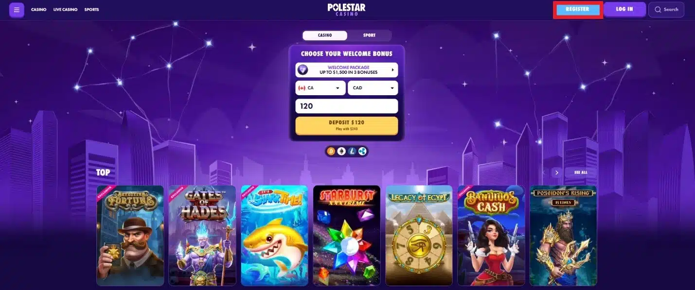 polestar casino registration page