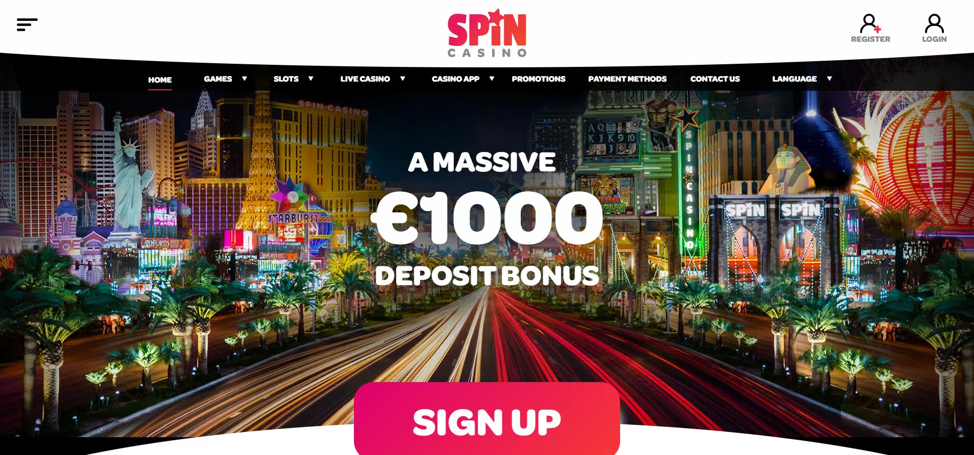 spin casino homepage
